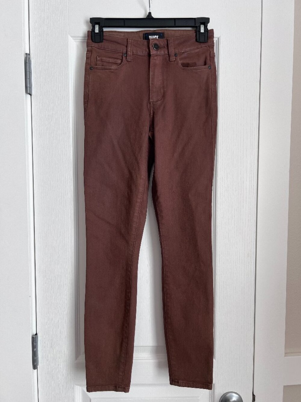 PAIGE Hoxton Ankle High-Rise Skinny Jeans in Chocolate Brown - Size 24
